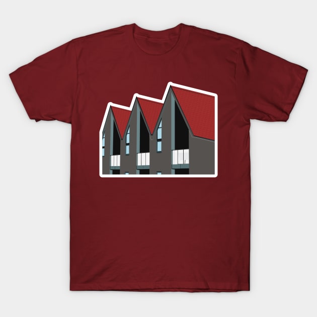 Houses in flat style illustration. Symbol of construction. Flat design of retro and modern building houses logo vector illustration. T-Shirt by AlviStudio